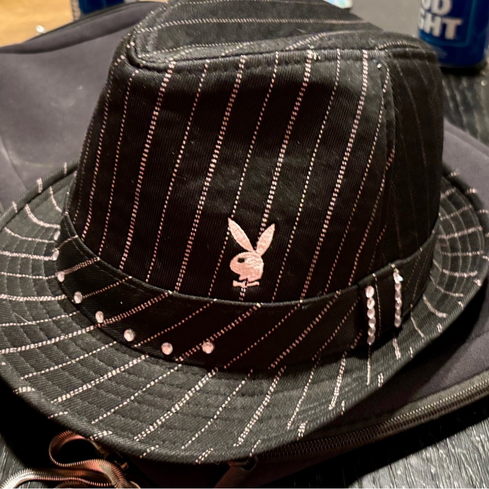 PLAYBOY Pinstripe Fedora with Logo
